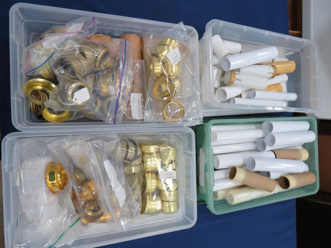2-Containers Of Aladdin Lamp Candle Sleeves: 2-Containers Of Brass Oil Lamp Collars