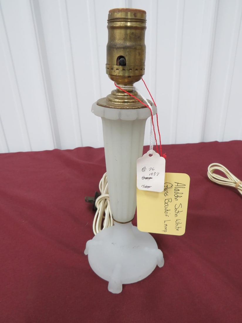 Aladdin Satin White Boudoir Lamp: 1937 G176