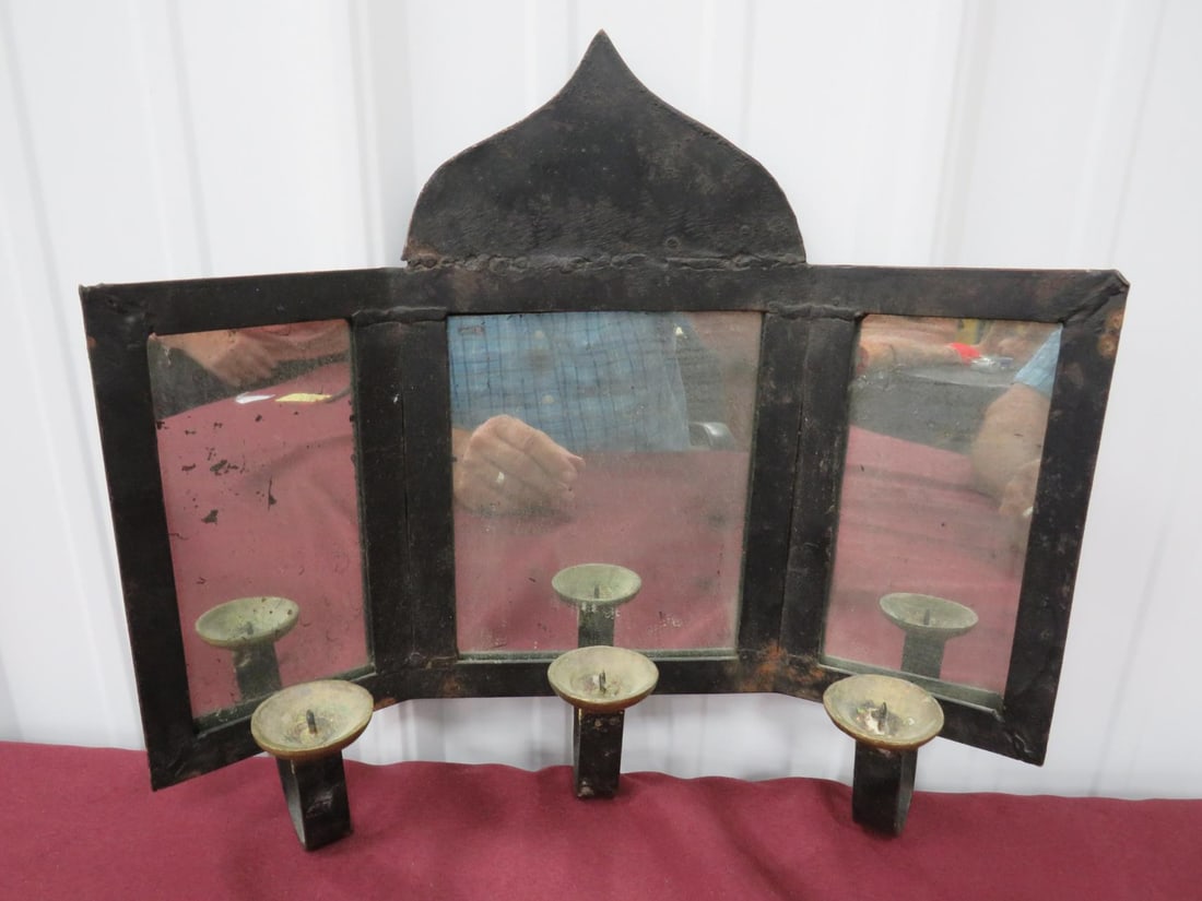 Forged Tri-Mirror W/3 Candle Holders: A fantastic addition to anyone's collction.
