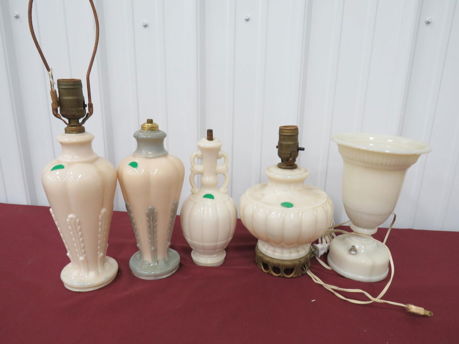 5-Aladdin Alacite Uranium Glass Lamp Parts: All Parts - No Complete Lamp