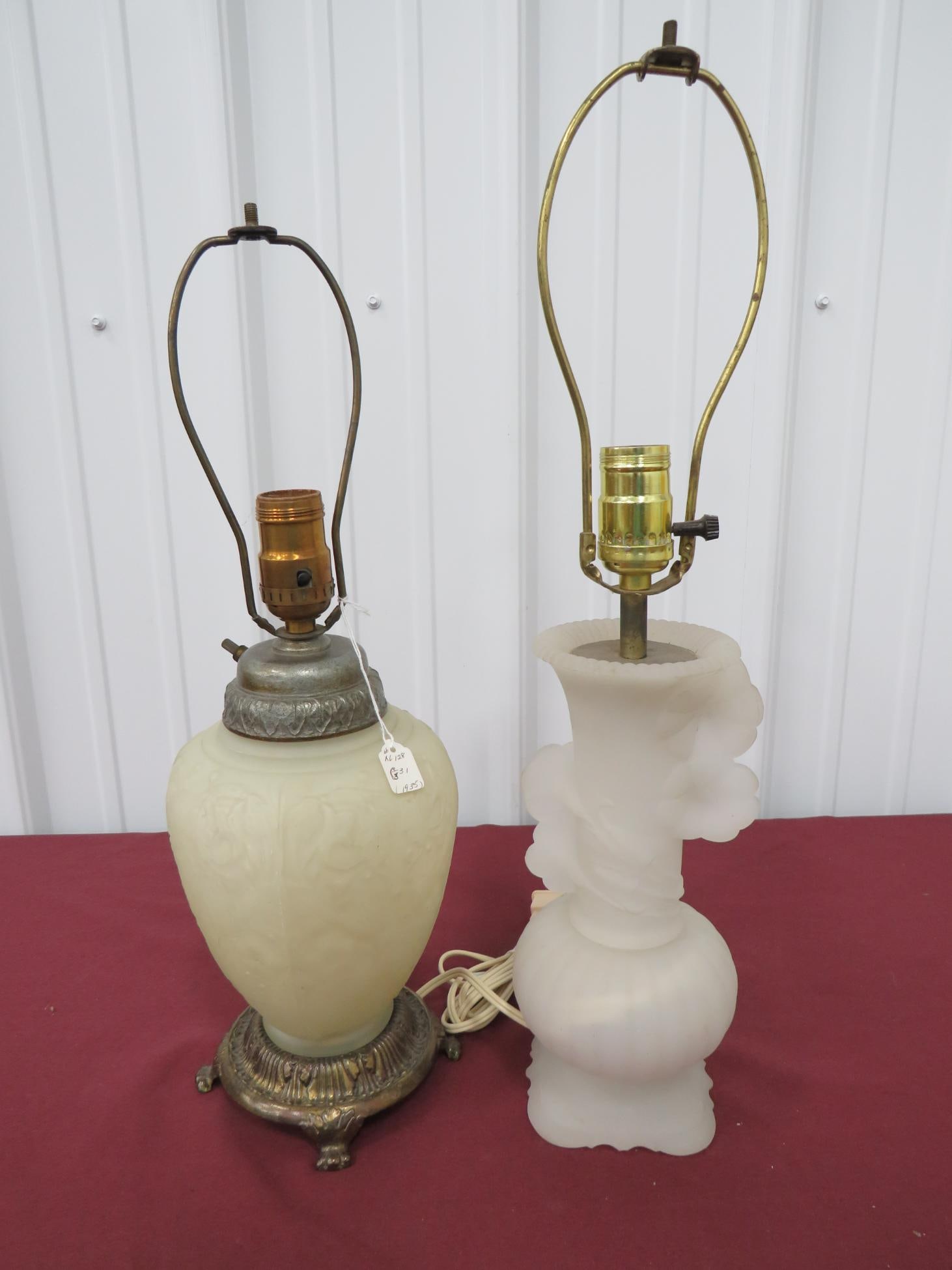 2-Aladdin Lamps Frosted Base: Metal Base W/G31 Cream Frosted Base, Metal Collar