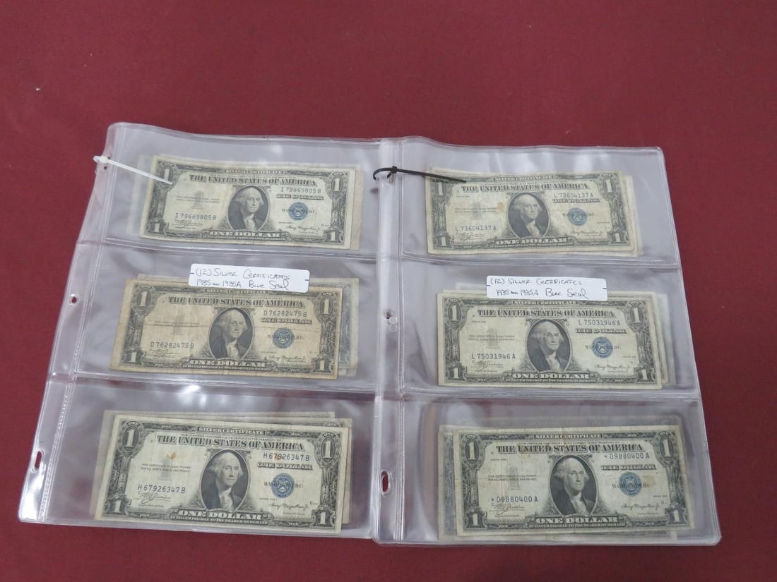 (24) Silver Certificates: (24) 1935-35A Blue Seal Silver Certificates
