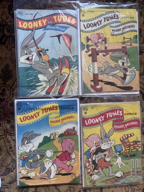(4) Looney Tunes Merrie Melodies Comics: Looney Tunes Merrie Melodies #80 - 1948, #130 - 1952, #96 - 1949, #97 - 1949