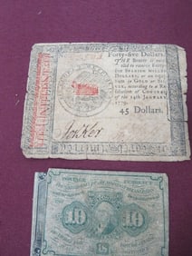 (3pcs) Colonial Currency Forty-Five Dollars "1779"