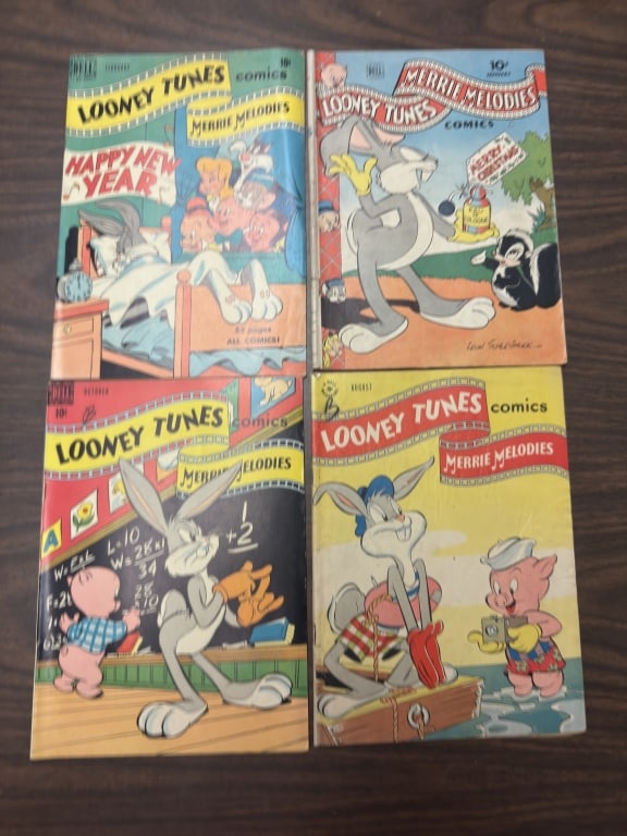 (4) Looney Tunes Merrie Melodies Comics: Looney Tunes Merrie Melodies #84 - 1948, #70 - 1947, #39 - 1945, #100 - 1950