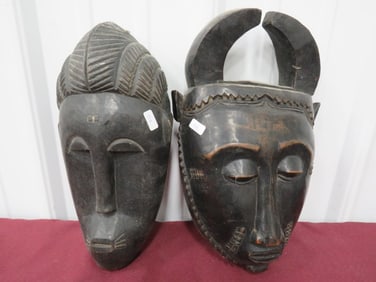 (2) Carved Wooden Masks