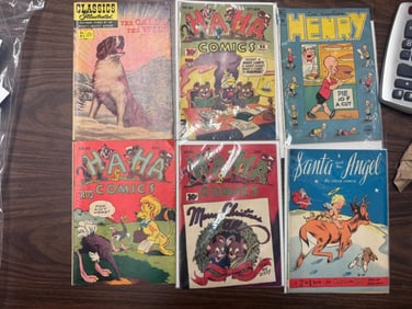 (6) Early HaHa Comics, Santa & the Angel, etc Comi
