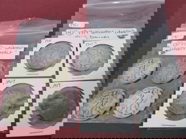 (8) Walking Liberty Halves