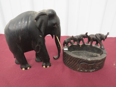 (3) Piece Carved Elephants