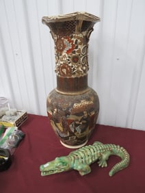 Incense Burner Crocodile and Japanese Satsuma Vase