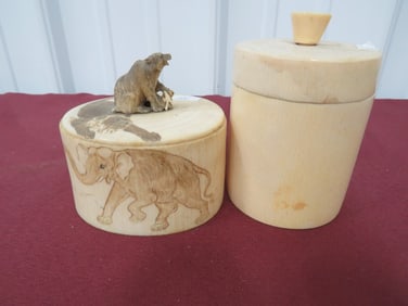 (2) Scrimshaw Jewelry Boxes