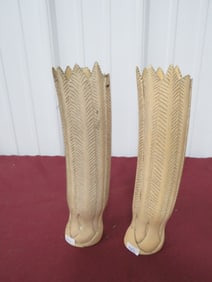 Pair of Antique Scrimshaw Vases