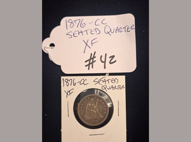 1876-CC Seated Quarter XF