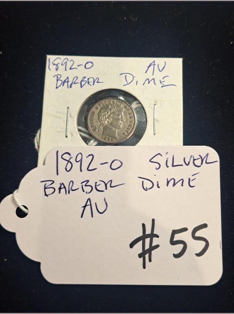1892-O Barber Dime AU (1 of 1)