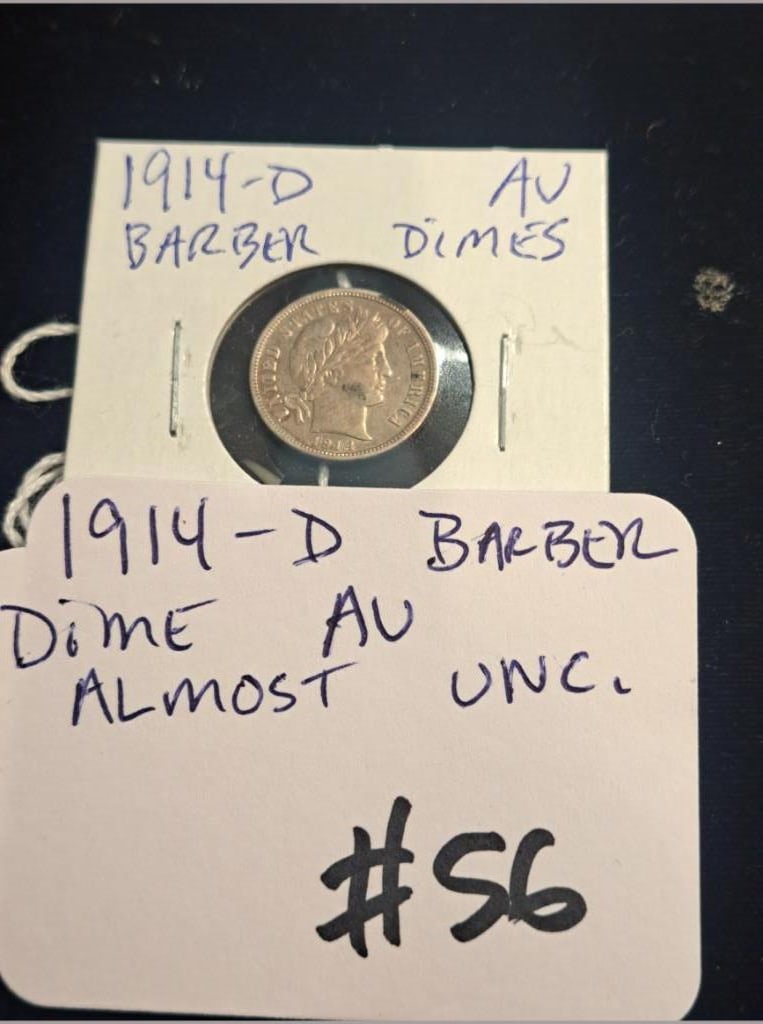 1914-D Barber Dime AU (1 of 2)