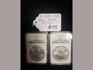 2001 MS69 Silver Dollars
