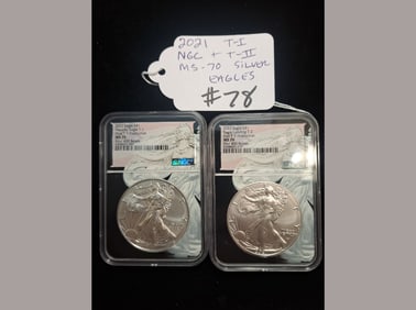2021 MS70 Silver Eagles Lot