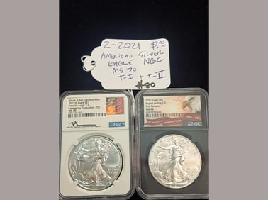 2021 NGC MS70 Eagle T-I & T-II