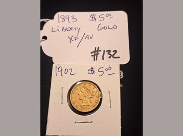 1893 $5 Liberty Gold XF/AU