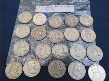 20 Silver Franklin Halves