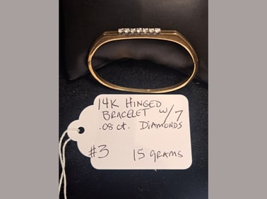 14K Hinged Bracelet w/ Diamonds