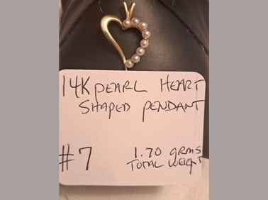 14K Pearl Heart Pendant
