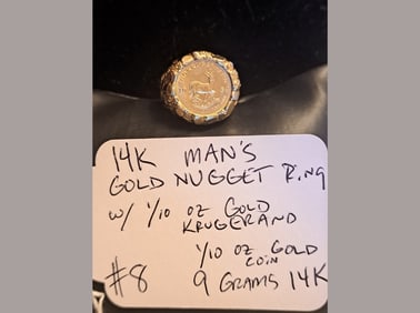 14K Men's Nugget Ring w/ 1/10 oz Coin