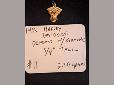 14K Harley Davidson Diamond Pendant