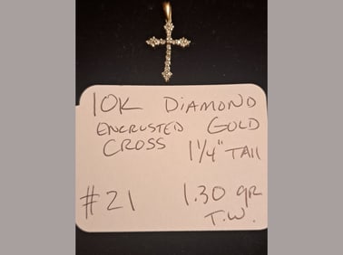 10K Diamond Encrusted Cross