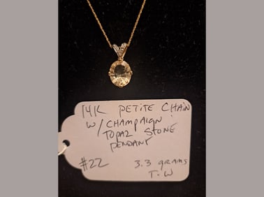 14K Chain w/ Champagne Topaz Pendant