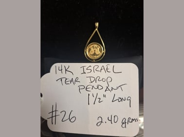 14K Israel Tear Drop Pendant