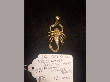 14K Tri-Color Scorpion Pendant