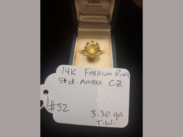 14K Amber CZ Fashion Ring