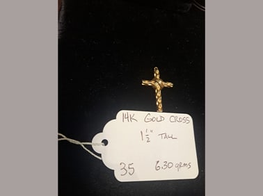 14K Gold Cross 1 1/2"
