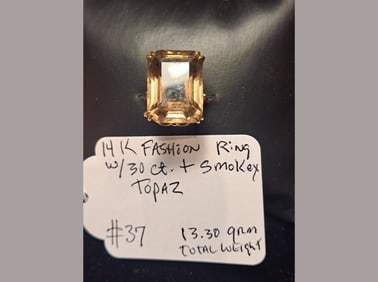 14K Ring w/ 30ct Smokey Topaz