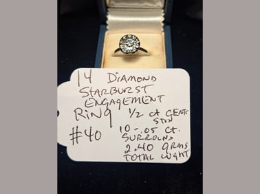 14K Starburst Engagement Ring