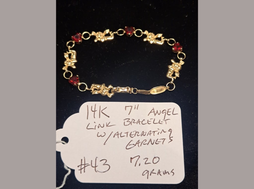 14K Garnet Link Bracelet (1 of 1)