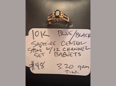 10K Sapphire Ring w/ Baguettes