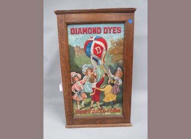 Oak Diamond Dyes 2 Tin Cabinet
