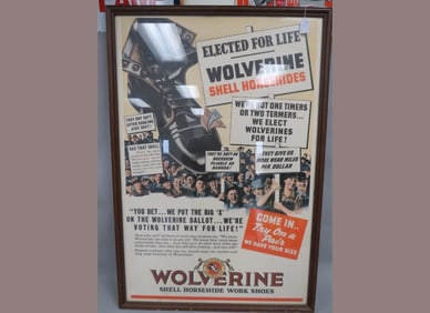Framed Wolverine Shoes Store Sign
