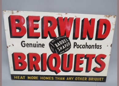 Embossed Berwind Briquetts Sign