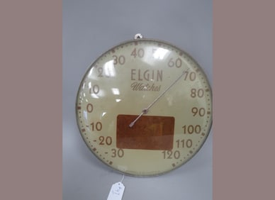Elgin Watches Round Metal Thermometer