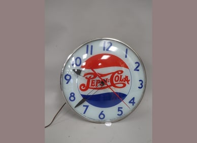 Pepsi-Cola Embossed Dot Clock Lighted