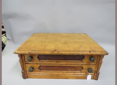 2 Drawer Oak Spool Cabinet