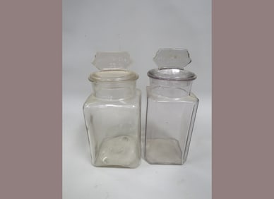 (2) Franklin-Caro Glass Store Jars