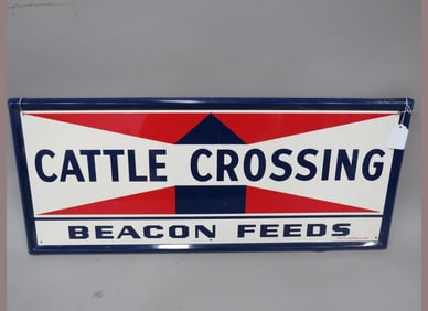Cattle Crossing Beacon Feeds Metal Sign