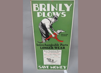 Brinly Plows NOS Cardboard Sign