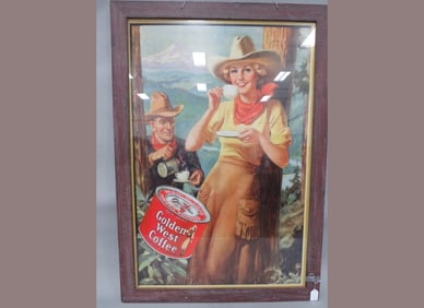 Golden West Coffee Framed Litho