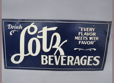 Embossed Lotz Beverage Metal Sign