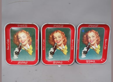 3 1948 Coca-Cola Trays - Metal